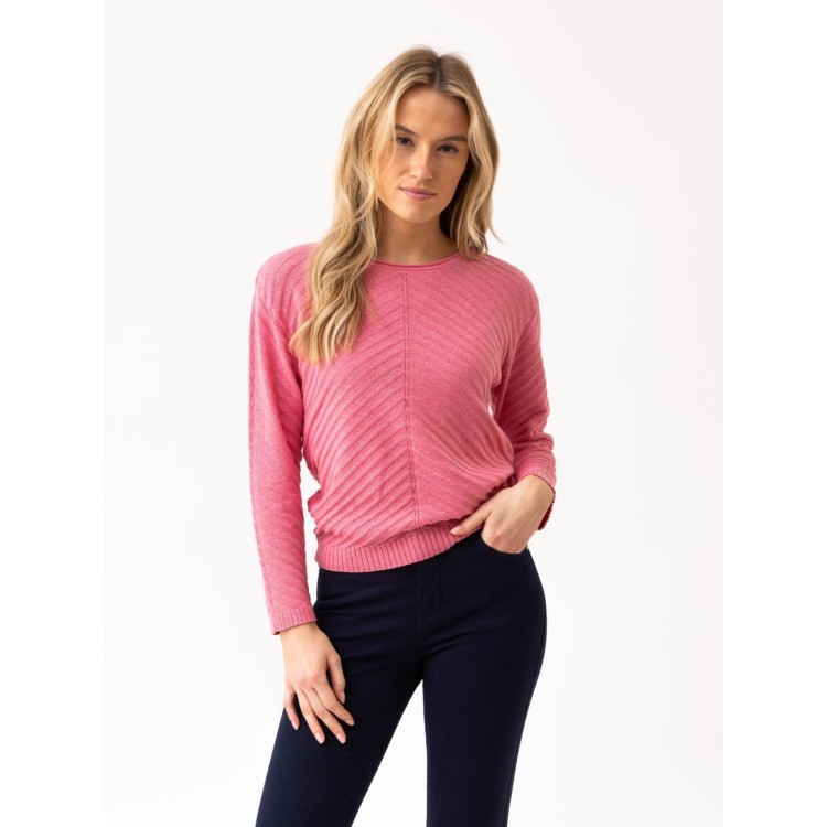 Marble Rose Pink Chevron Rib Cotton Jumper