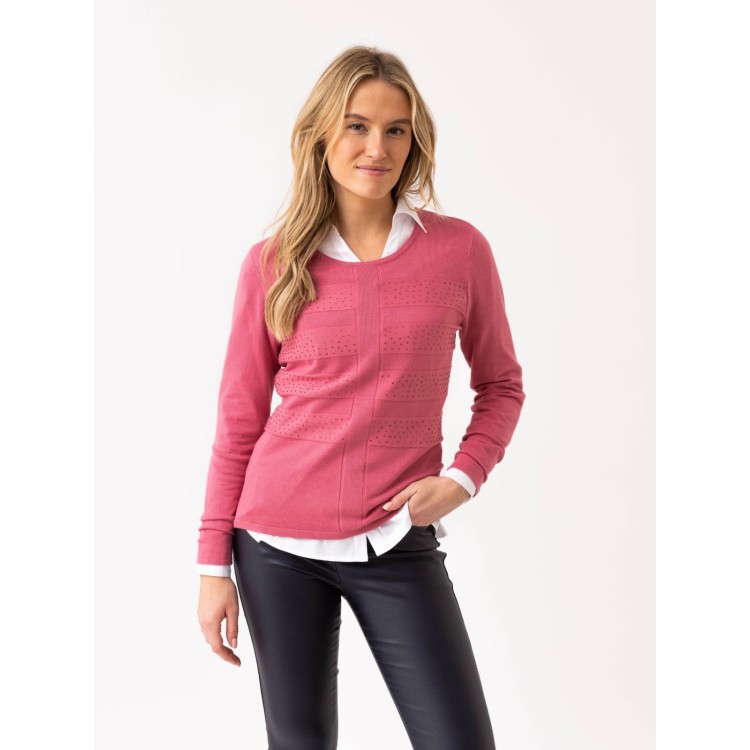 Marble Rose Pink Sparkle Round Neck Jumper