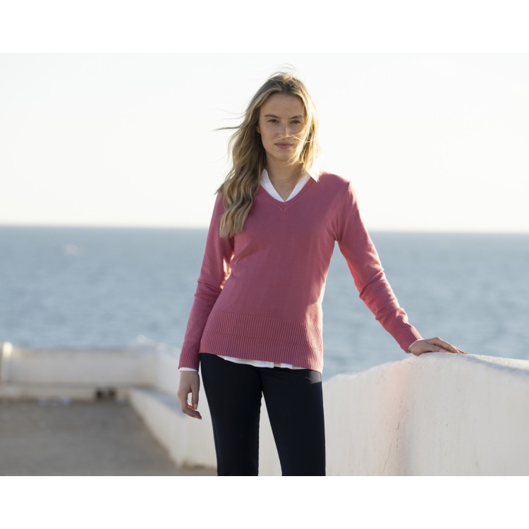 Marble Rose Pink V-Neck Jumper