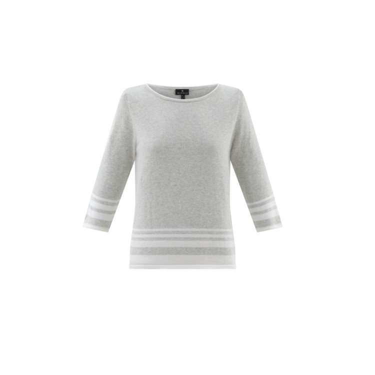 Marble Silver Grey Cotton Stripe Sweater