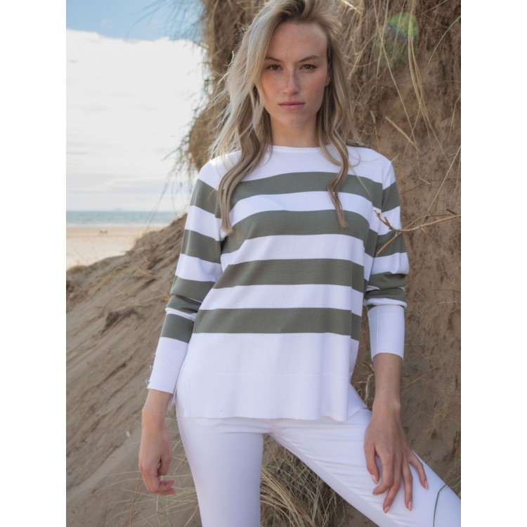 Marble Stripe Sweater 7807 | Khaki 123