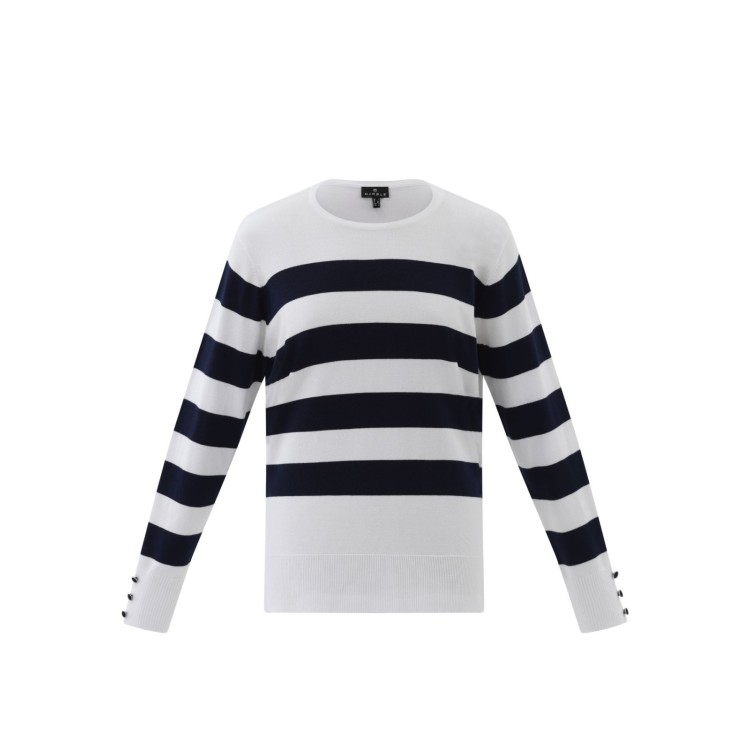 Marble Relaxed Fit Stripe Sweater – Navy & White