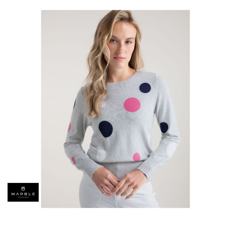 Marble Spotty Cotton Jumper: Cobalt Blue or Silver Grey.  