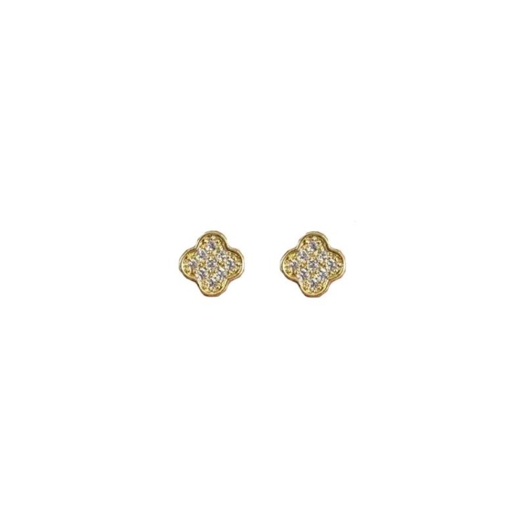 Mini Crystal Clover Stud Earrings