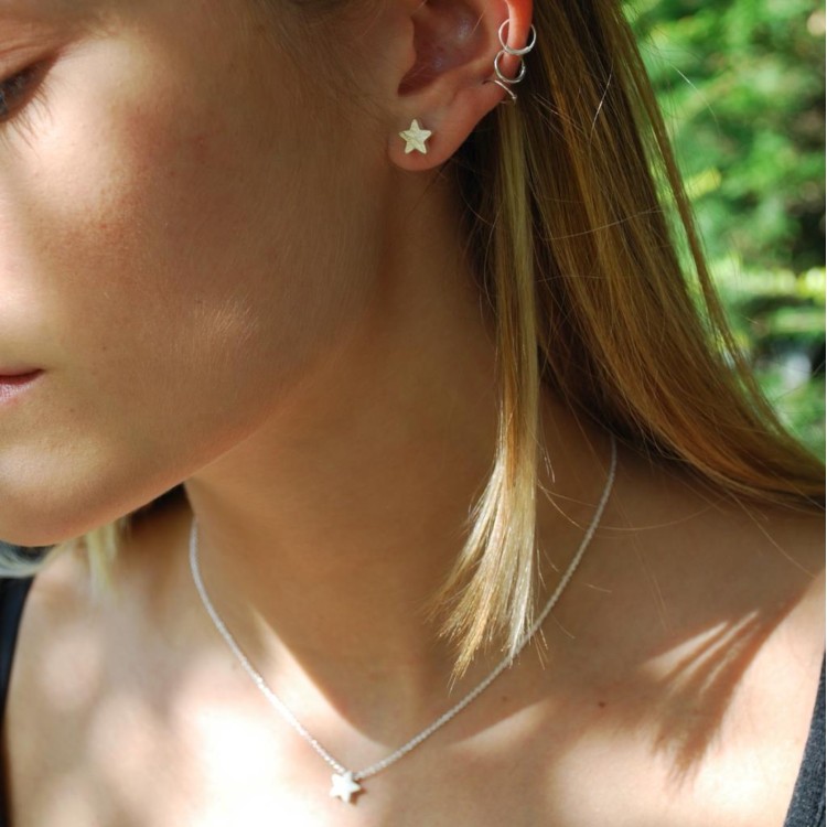 Mini Star Stud Earrings (Silver)