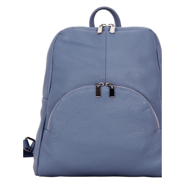 Monte di Jinne Italian Leather Backpack - Denim Blue 