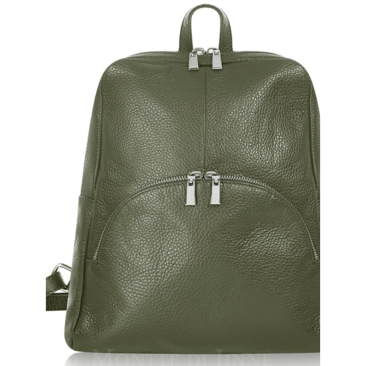 Monte di Jinne Italian Leather Backpack - Olive Green