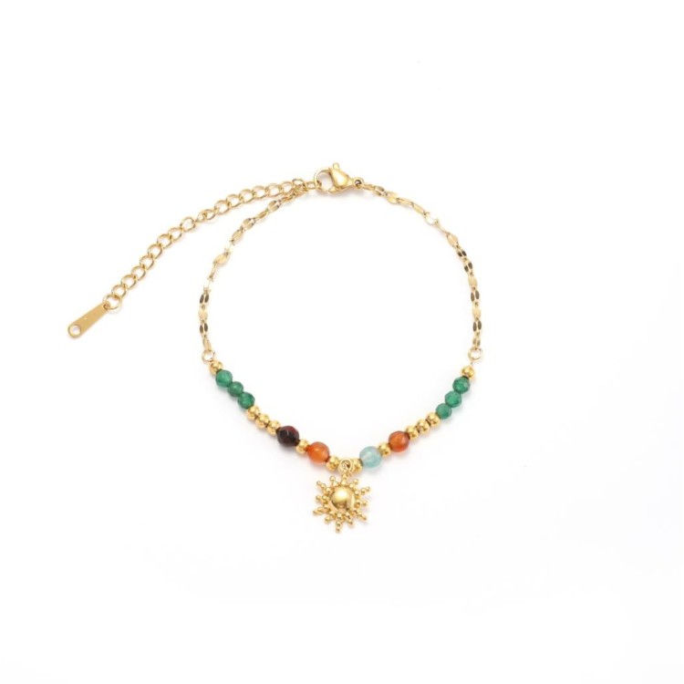 Natural Stone Bead & Sun Bracelet