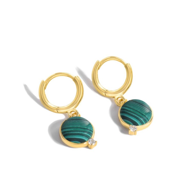 Malachite Drop Huggie Earring