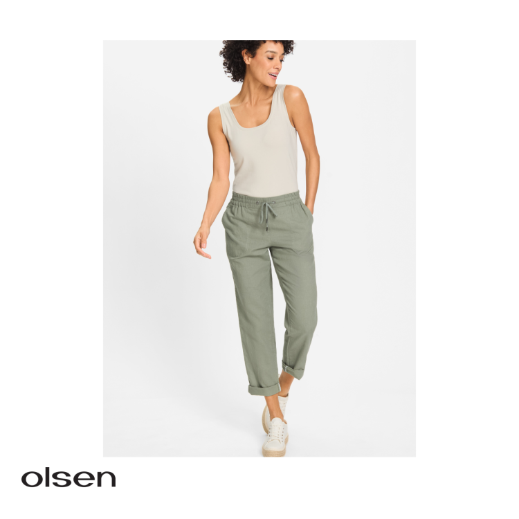Olsen Cropped Trousers 14002404 | Khaki