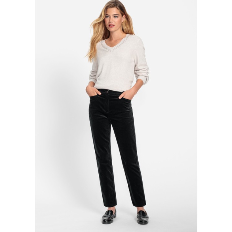 Olsen Mona Black Velvet Slim Fit Trousers