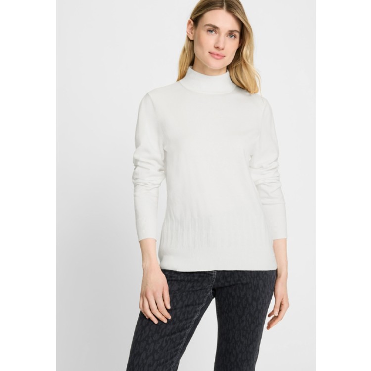 Olsen Winter White Rib-Trim Turtleneck Sweater