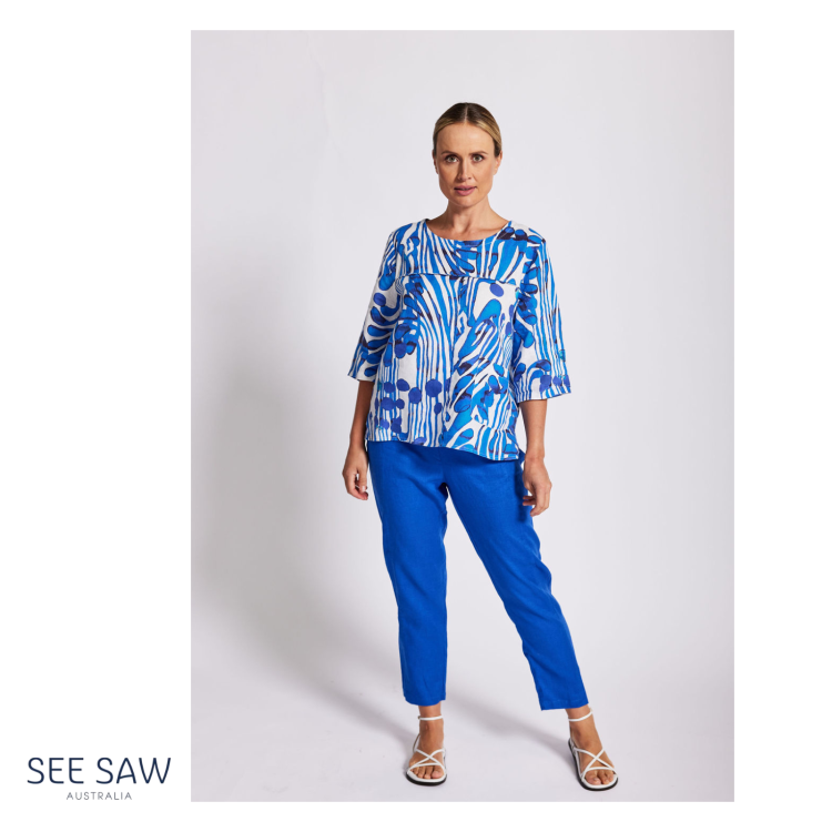 See Saw Linen Trousers  | Santorini Blue
