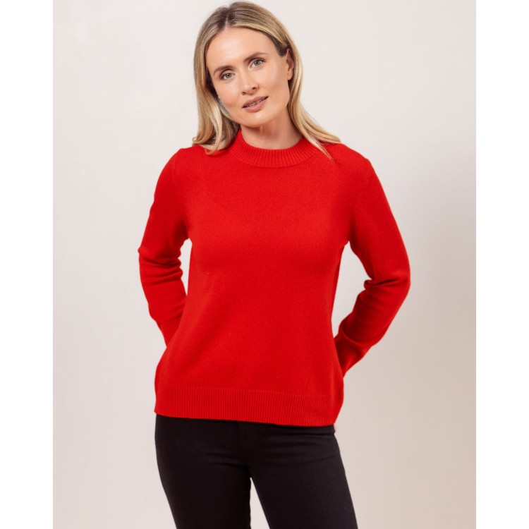 See Saw Merino Wool Crew Neck Jumper – Pillbox Red