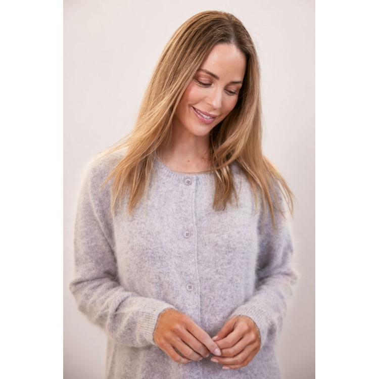 See Saw Soft Grey Angora Blend Cardigan