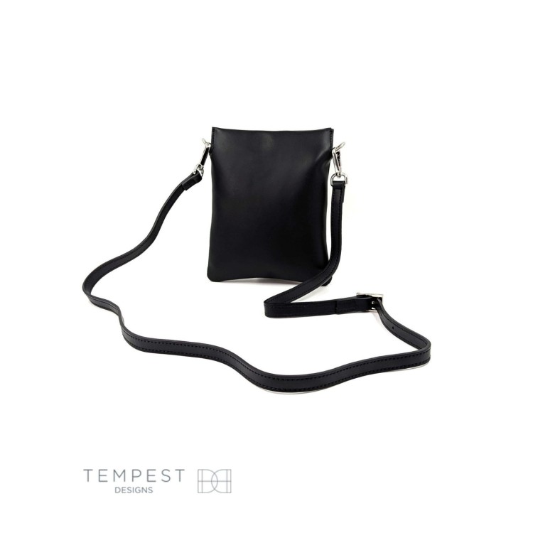 Smooth Leather Cross Body Bag: Black