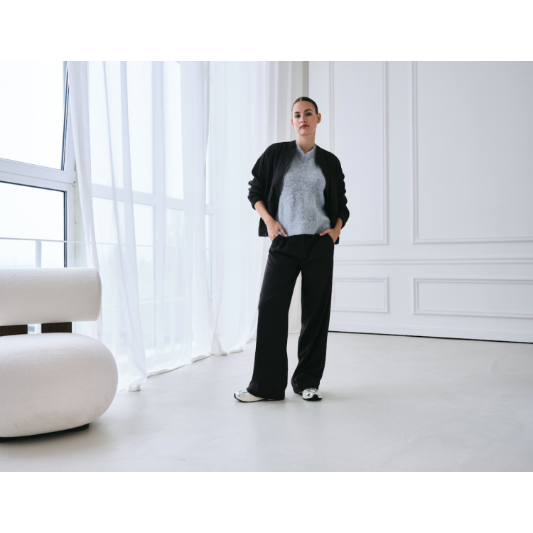 Soft Wide Leg Techno Jersey Trousers