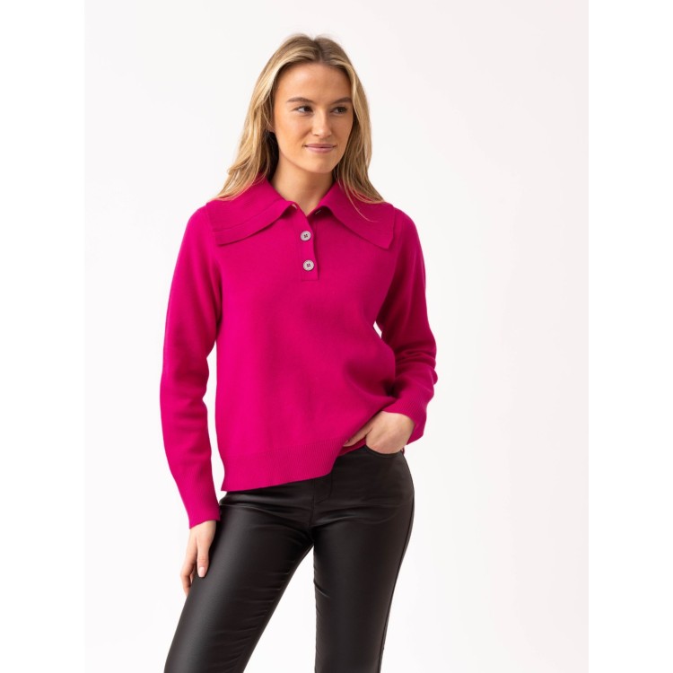 Marble Oversized Collar Jumper – Hot Pink