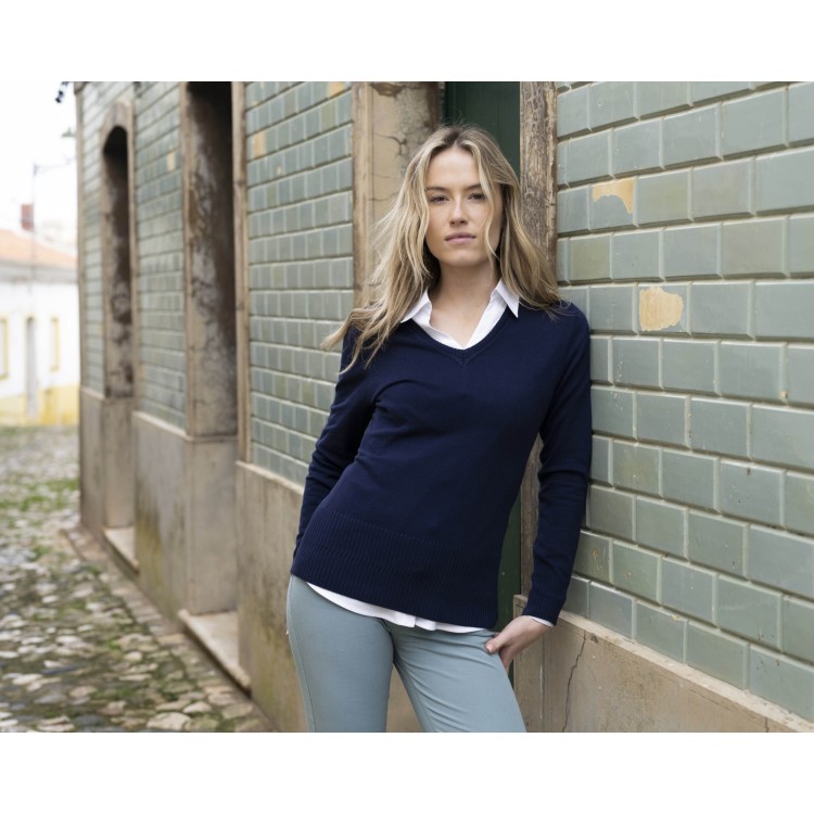 Marble Navy V-Neck Jumper