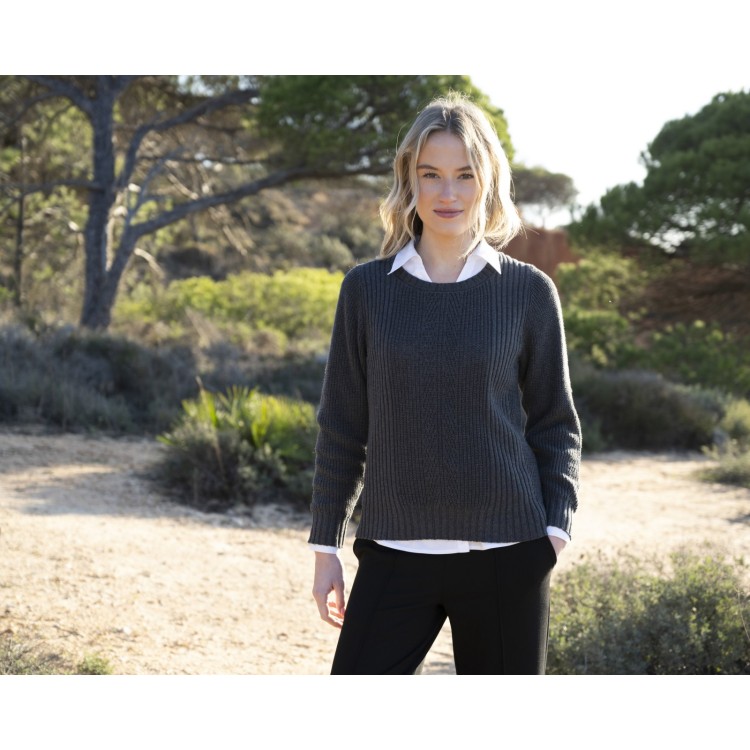 Marble Charcoal Textured Knit Sweater