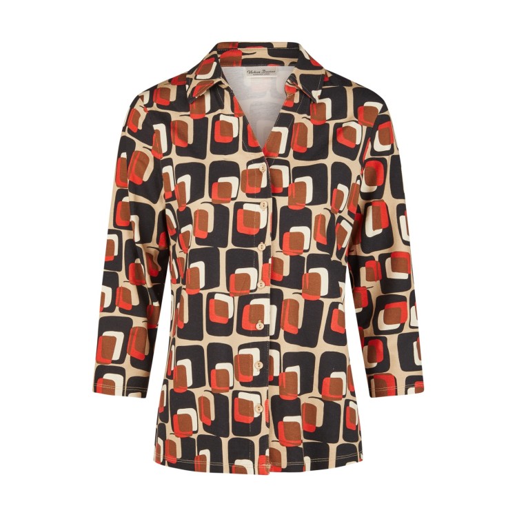 Retro Geo Shirt | Coffee, Red & Black