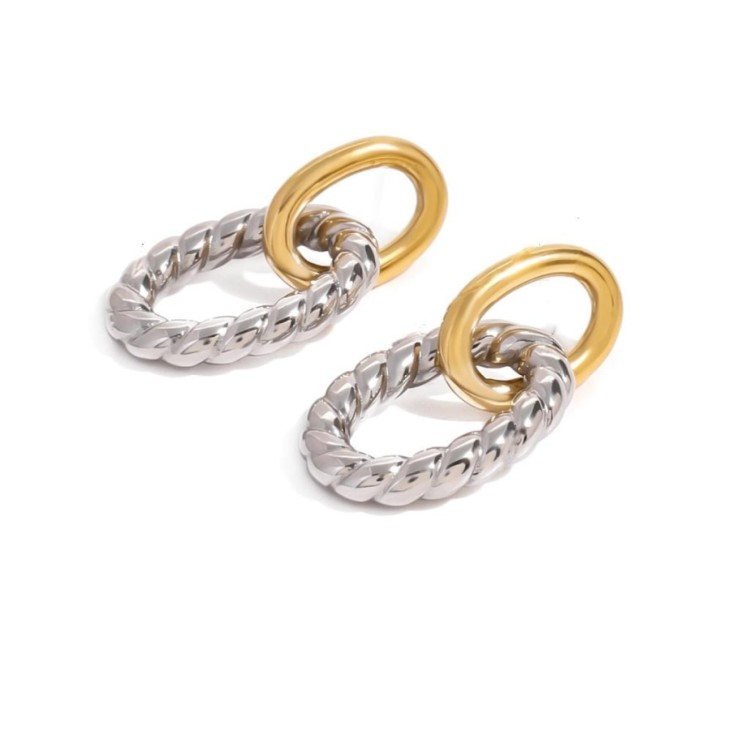 Two Tone Twist Drop Earrings