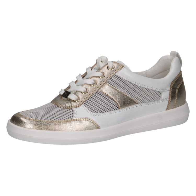 Caprice Leather Trainers 23704 | White & Gold